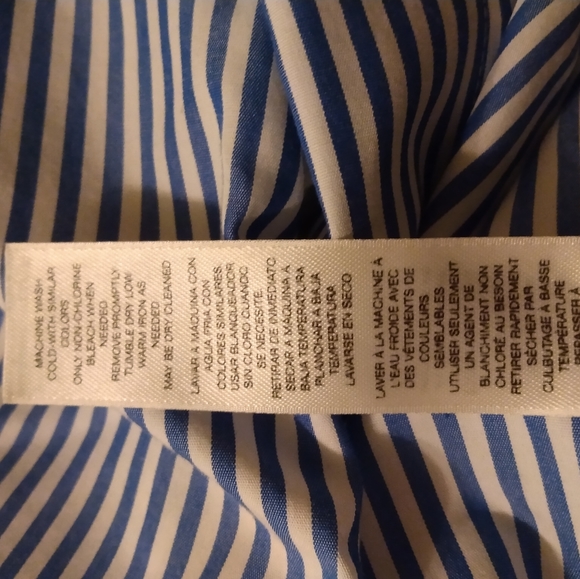 Chino's no iron shirt. Size 3. Blue and white striped. Rhinestone collar. - Picture 4 of 5